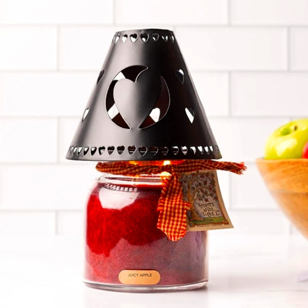 Black Metal Heart Decorative Tin Candle Shade (16 oz. & Larger Jar)